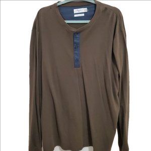 PHILLIP JIM long sleeve 3 button henley. Brown. Size 2XL. 20th anniversary